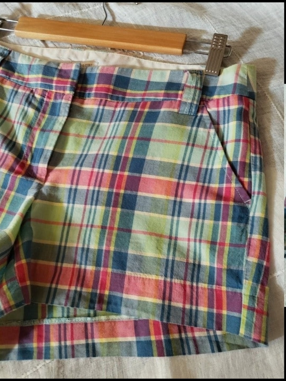 J. Crew Plaid Shorts Multi-Color Pink Green Blue - Size 6 - Excellent Condition